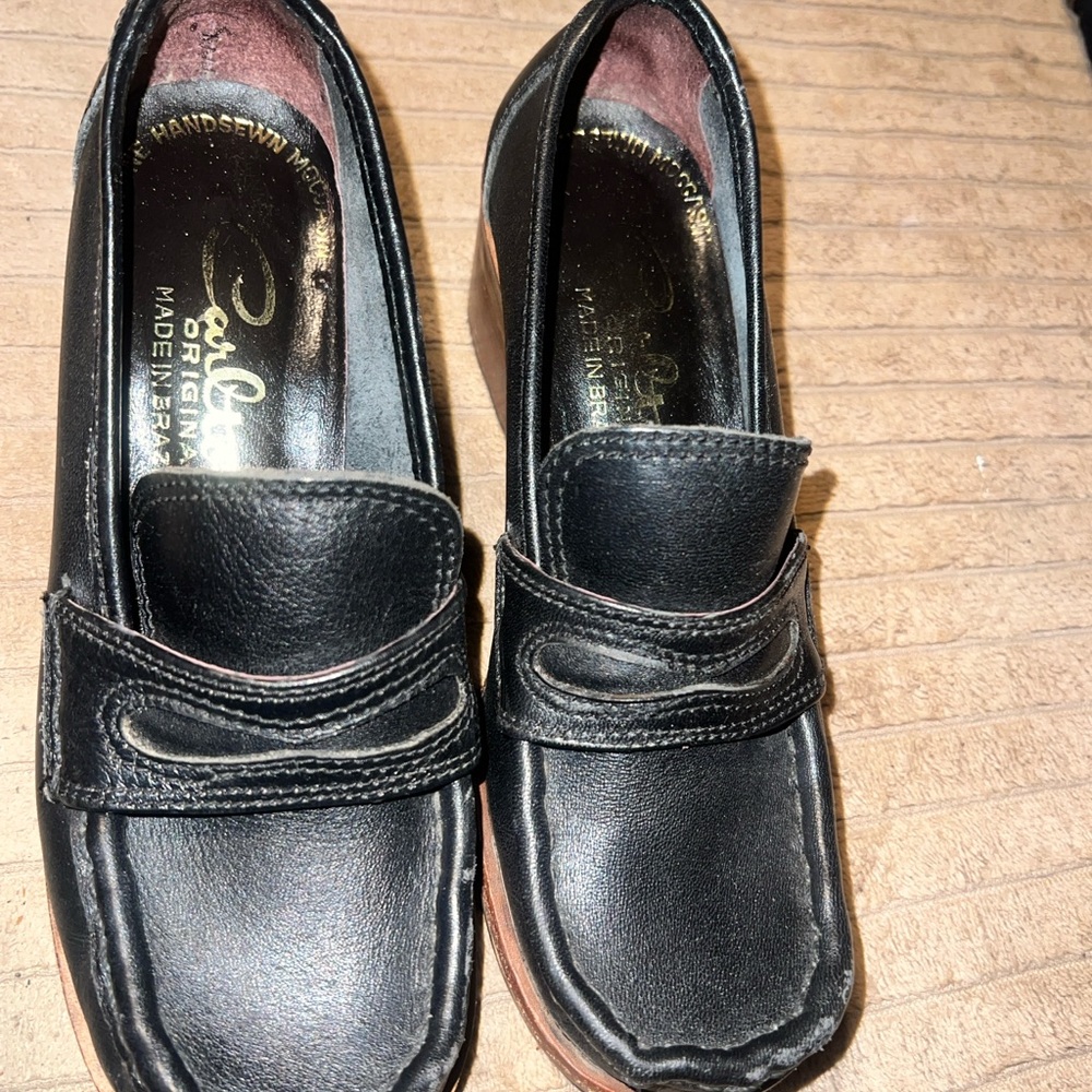70s Carlton’s Black Leather PennyLoafers Shoes 5M women’s